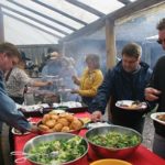 BBQ at 3-mile cabin during Banff Trail Riders Cowboy Cookout